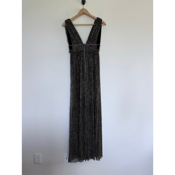 LULU'S Spotlight on You gold black long high slit sleeveless sexy maxi dress - Picture 7 of 11